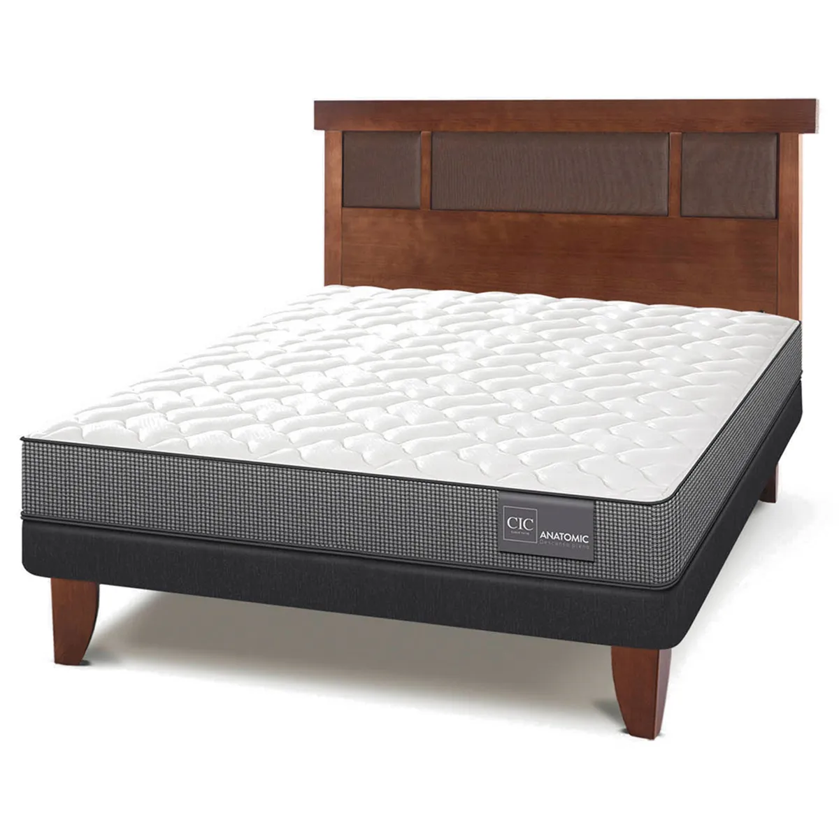 JUEGO DE DORMITORIO CIC CAMA EUROPEA ANATOMIC BN 2 PLAZAS + RESPALDO DUBLIN CARAMELO - 2