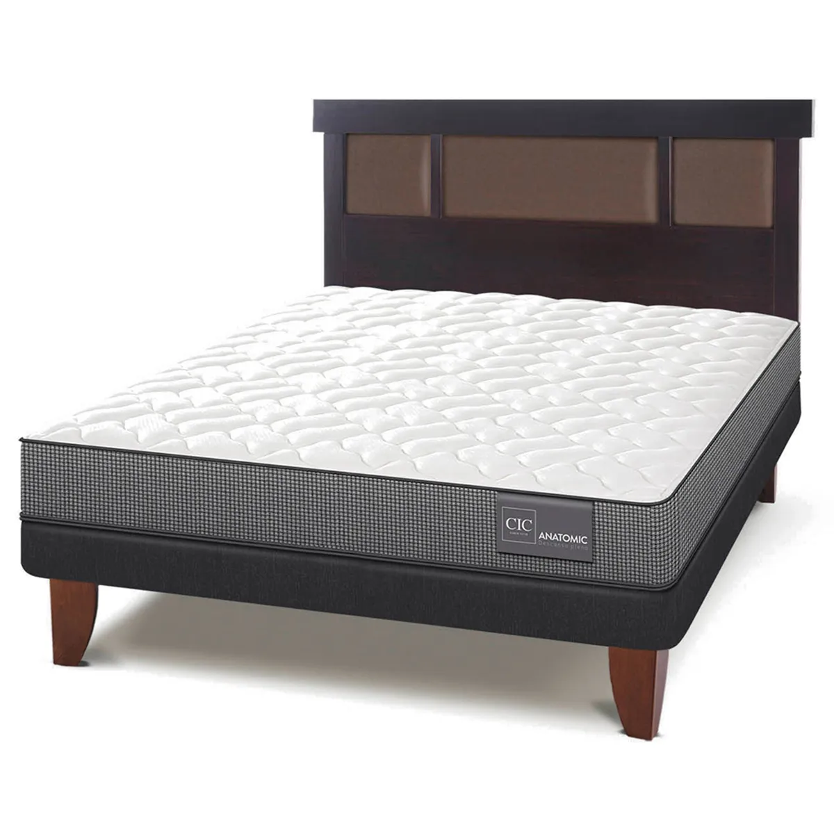 JUEGO DE DORMITORIO CIC CAMA EUROPEA ANATOMIC BN 2 PLAZAS + RESPALDO DUBLIN CHOCOLATE - 2