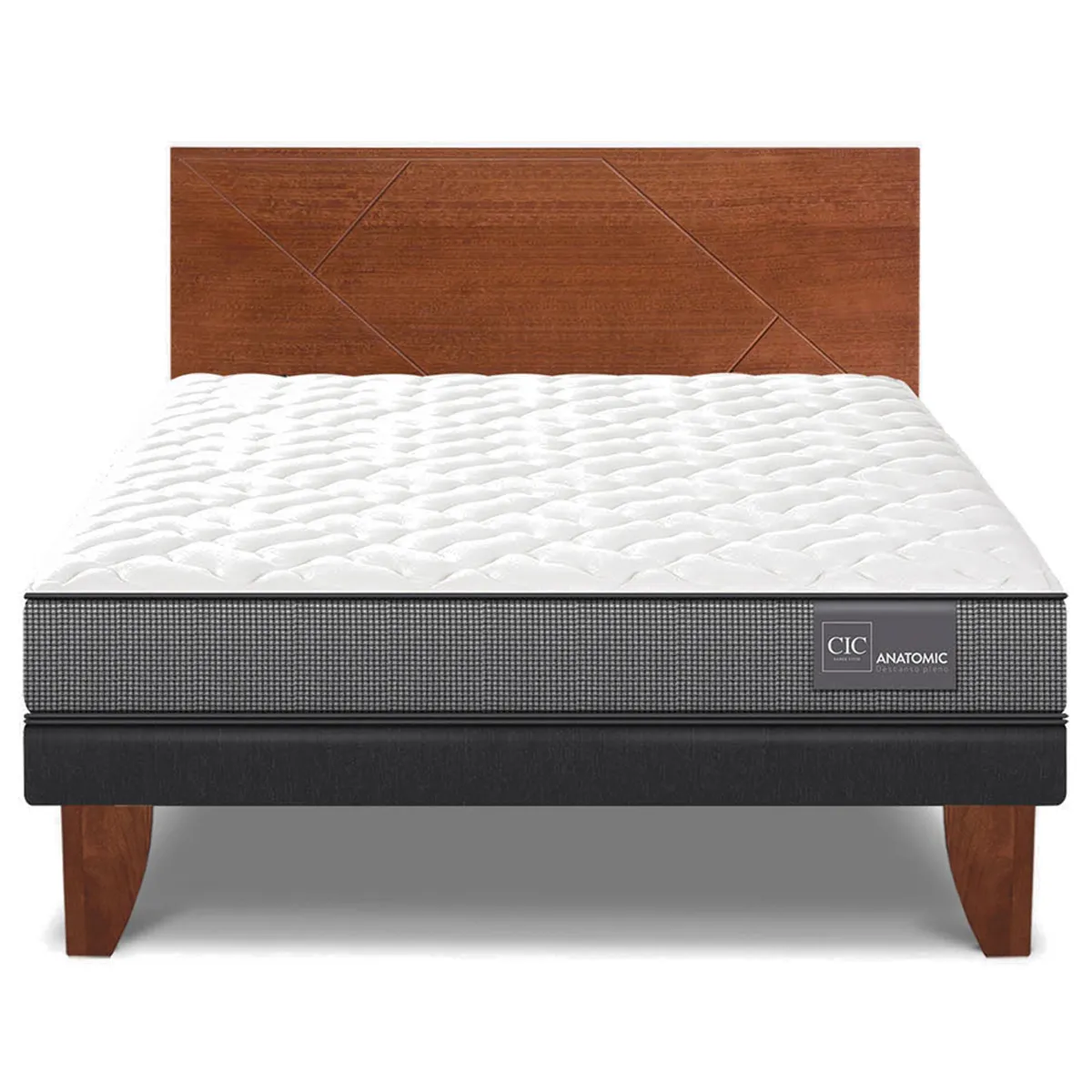 JUEGO DE DORMITORIO CIC CAMA EUROPEA ANATOMIC BN 2 PLAZAS + RESPALDO VILLARRICA - 1