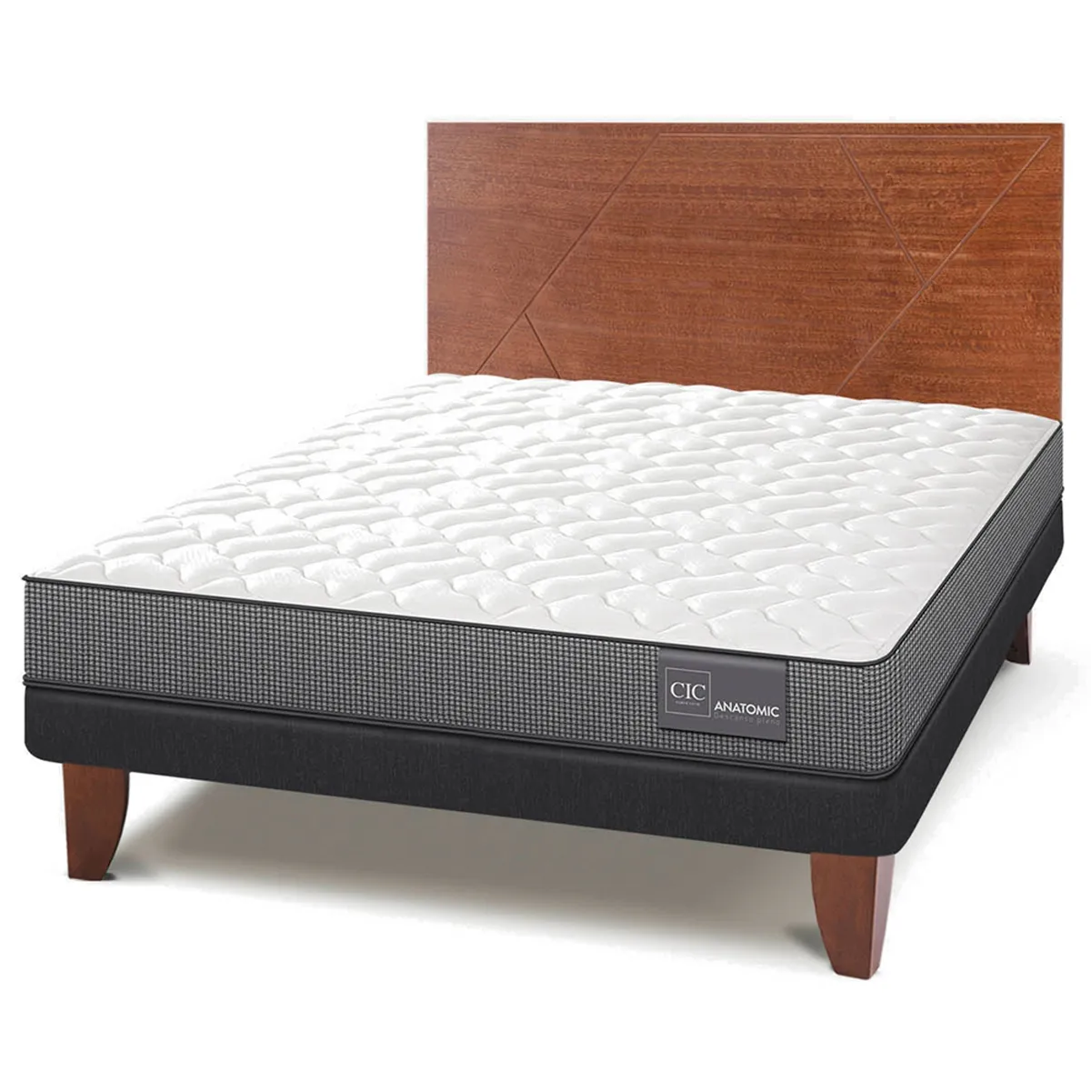 JUEGO DE DORMITORIO CIC CAMA EUROPEA ANATOMIC BN 2 PLAZAS + RESPALDO VILLARRICA - 2