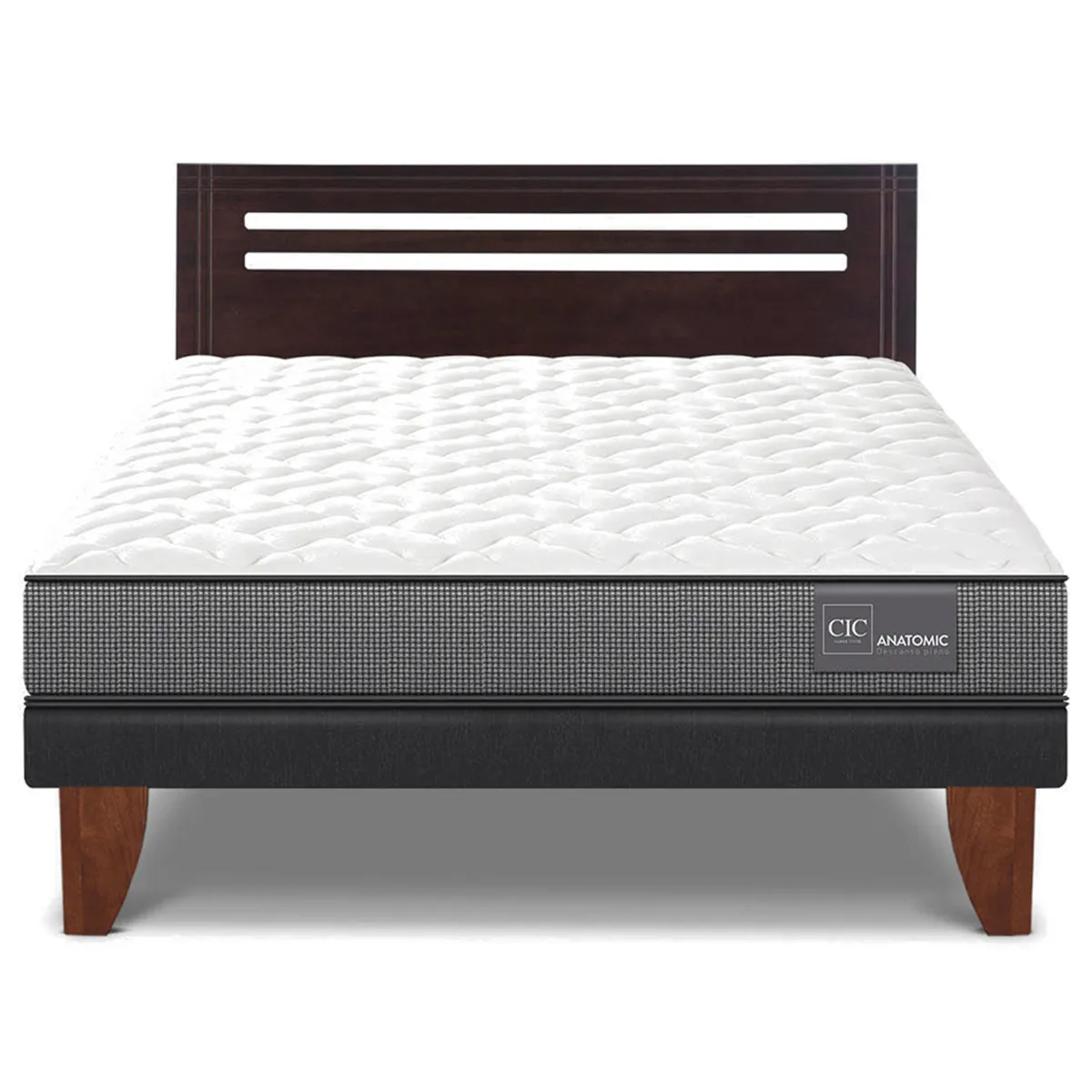 JUEGO DE DORMITORIO CIC CAMA EUROPEA ANATOMIC BN 2 PLAZAS + RESPALDO MUNICH - 1