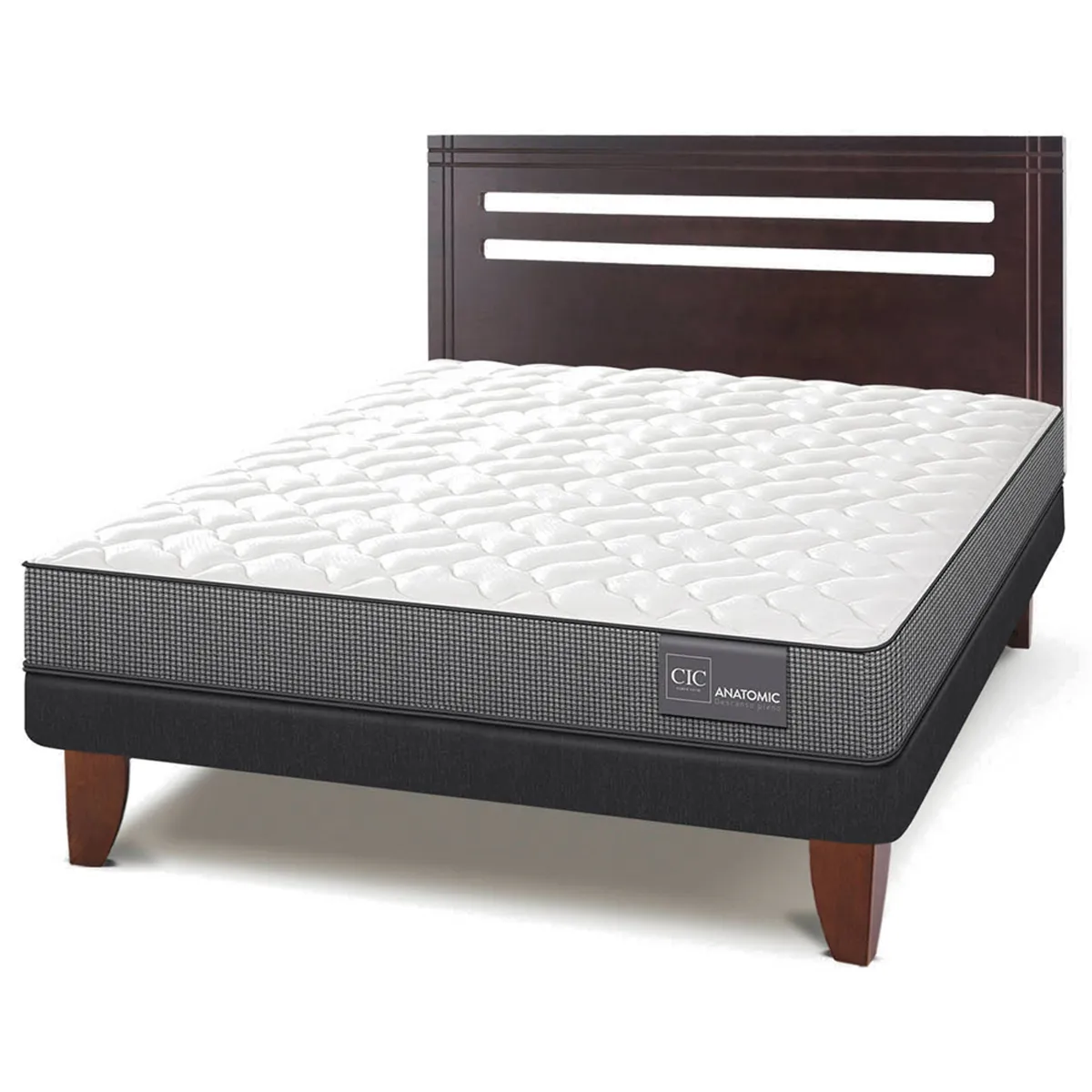 JUEGO DE DORMITORIO CIC CAMA EUROPEA ANATOMIC BN 2 PLAZAS + RESPALDO MUNICH - 2