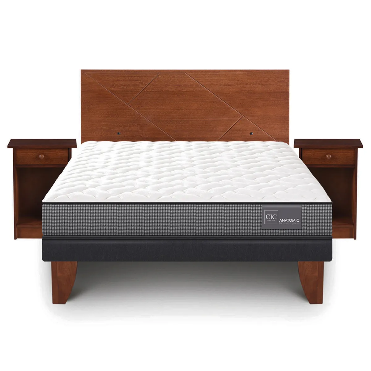 JUEGO DE DORMITORIO CIC CAMA EUROPEA ANATOMIC BN 2 PLAZAS + SET VILLARRICA - 1