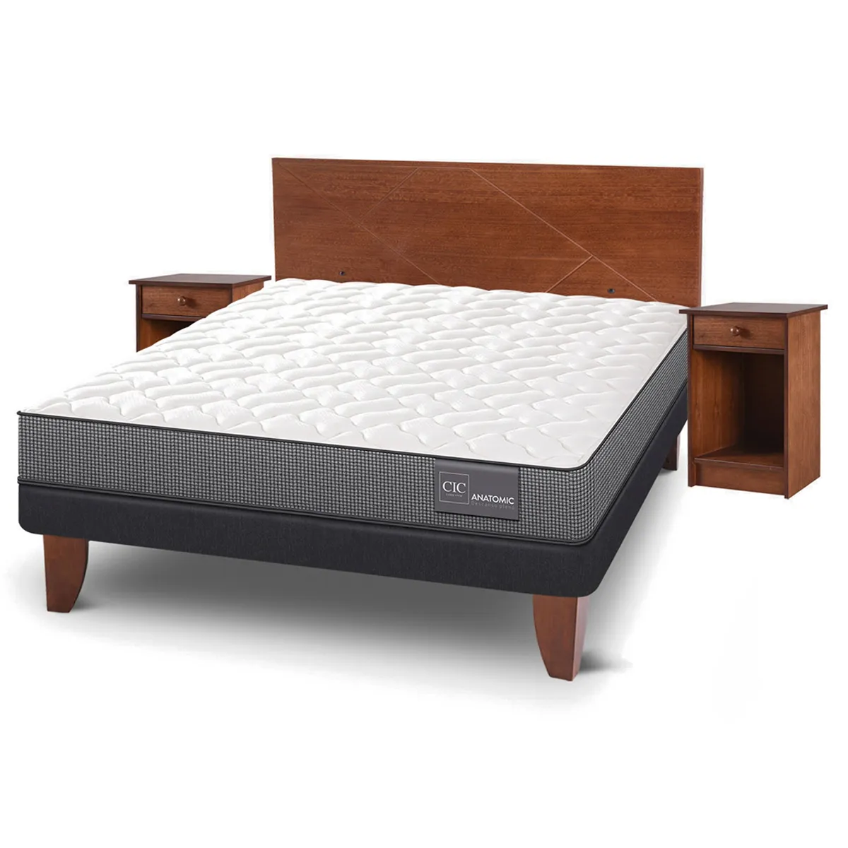 JUEGO DE DORMITORIO CIC CAMA EUROPEA ANATOMIC BN 2 PLAZAS + SET VILLARRICA - 2