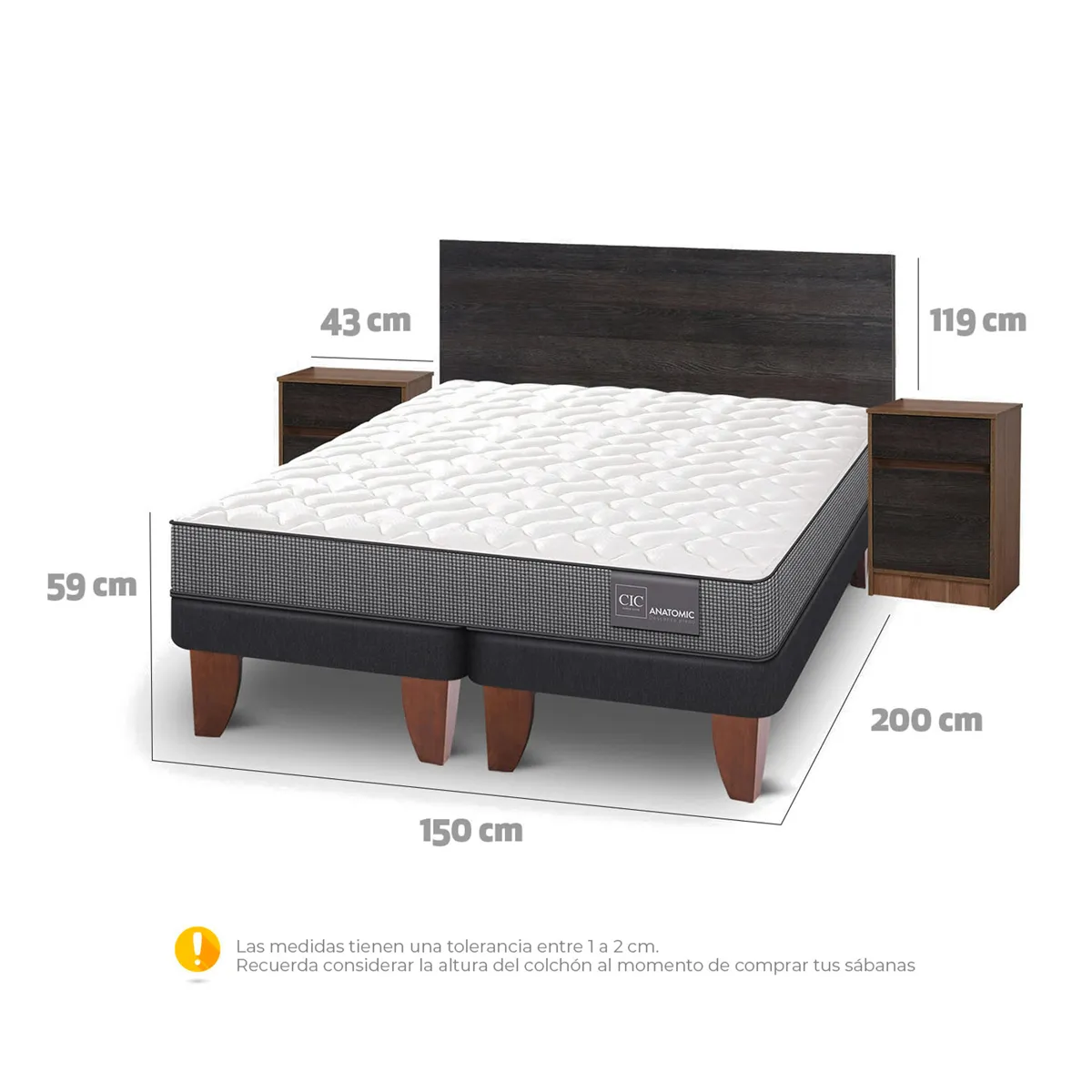 JUEGO DE DORMITORIO CIC CAMA EUROPEA ANATOMIC BD 2 PLAZAS + SET ESPRESSO - 3