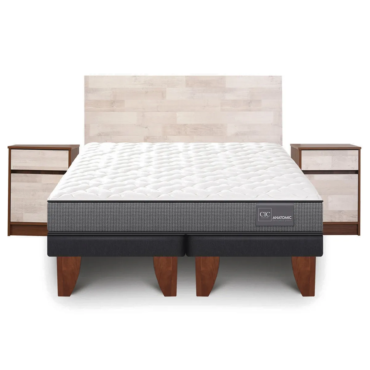 JUEGO DE DORMITORIO CIC CAMA EUROPEA ANATOMIC BD 2 PLAZAS + SET LEGNO - 1