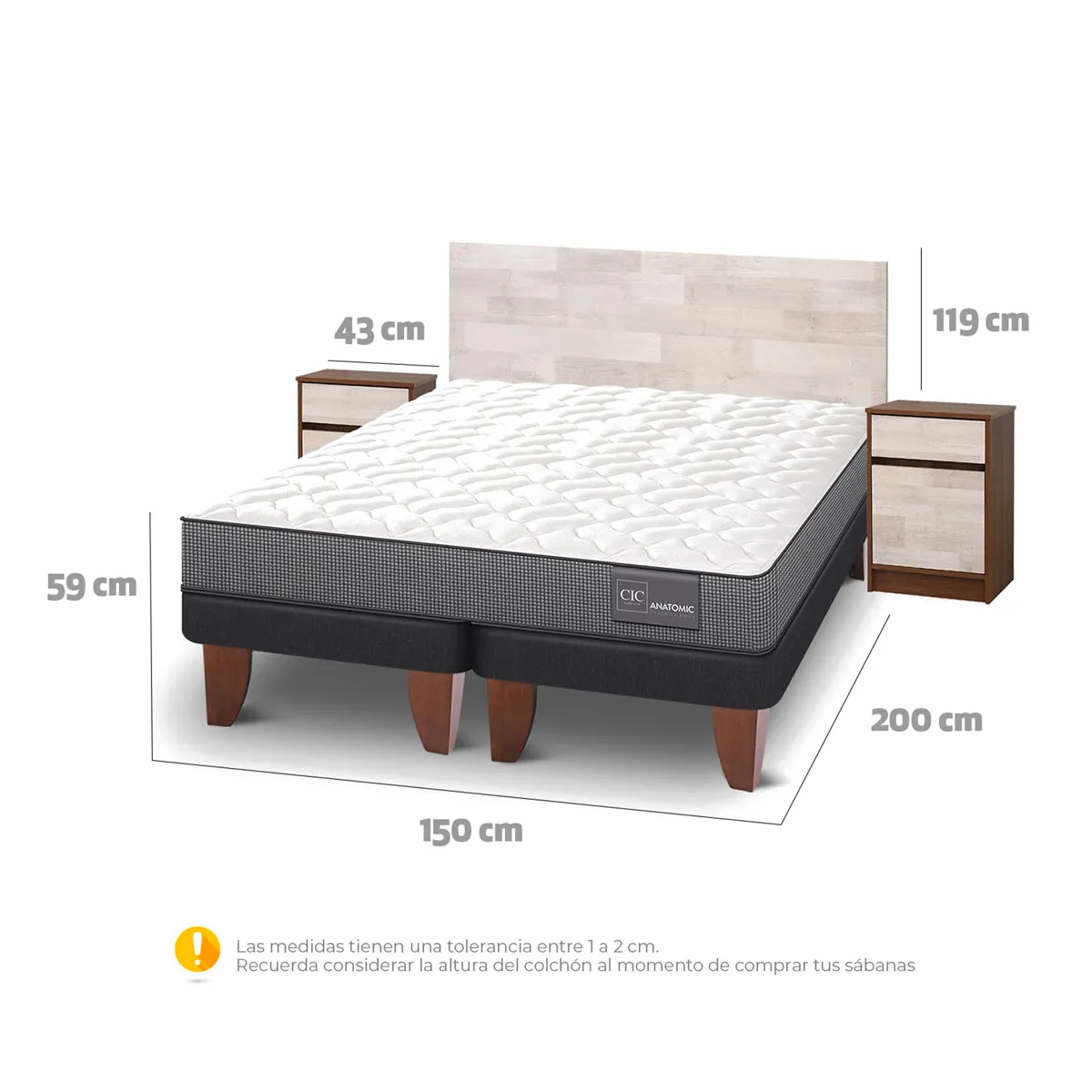 JUEGO DE DORMITORIO CIC CAMA EUROPEA ANATOMIC BD 2 PLAZAS + SET LEGNO - 3