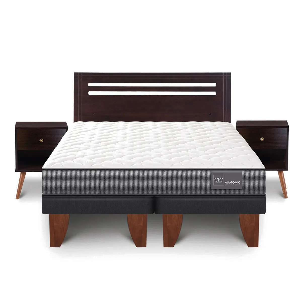 JUEGO DE DORMITORIO CIC CAMA EUROPEA ANATOMIC BD 2 PLAZAS + SET MUNICH - 1