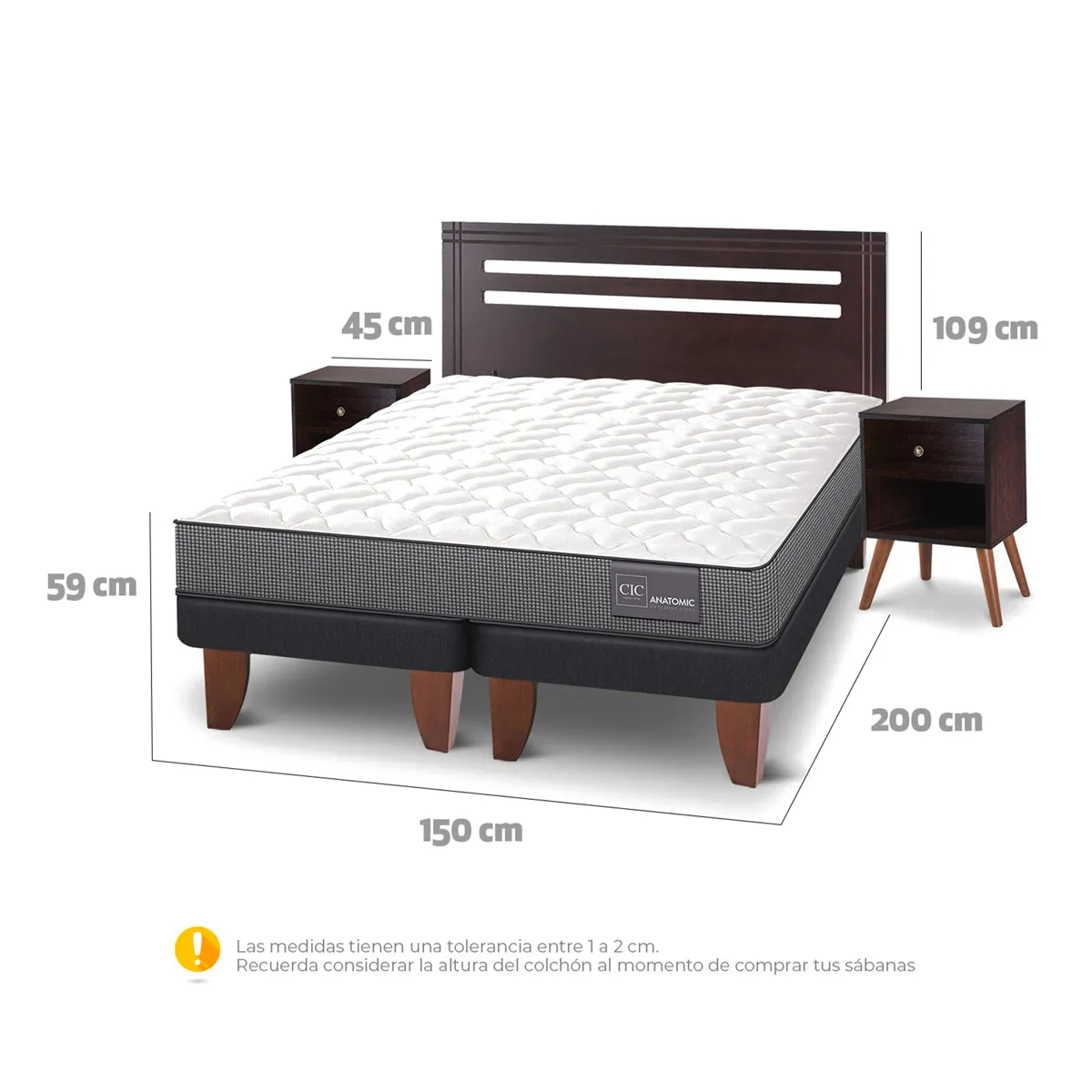 JUEGO DE DORMITORIO CIC CAMA EUROPEA ANATOMIC BD 2 PLAZAS + SET MUNICH - 3