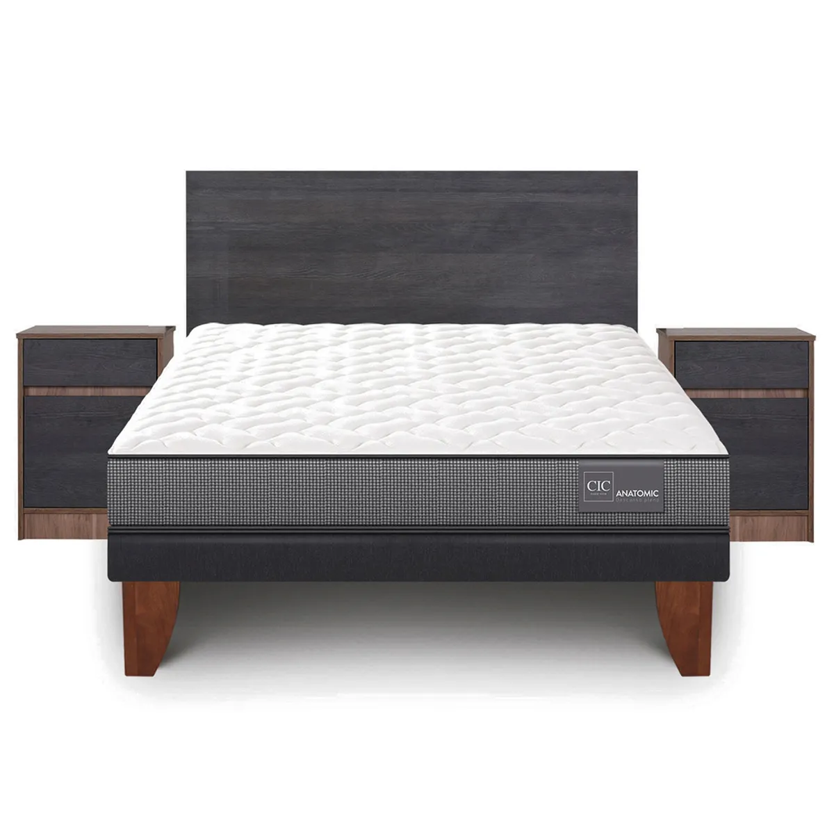 JUEGO DE DORMITORIO CIC CAMA EUROPEA ANATOMIC BN 2 PLAZAS + SET ESPRESSO - 1