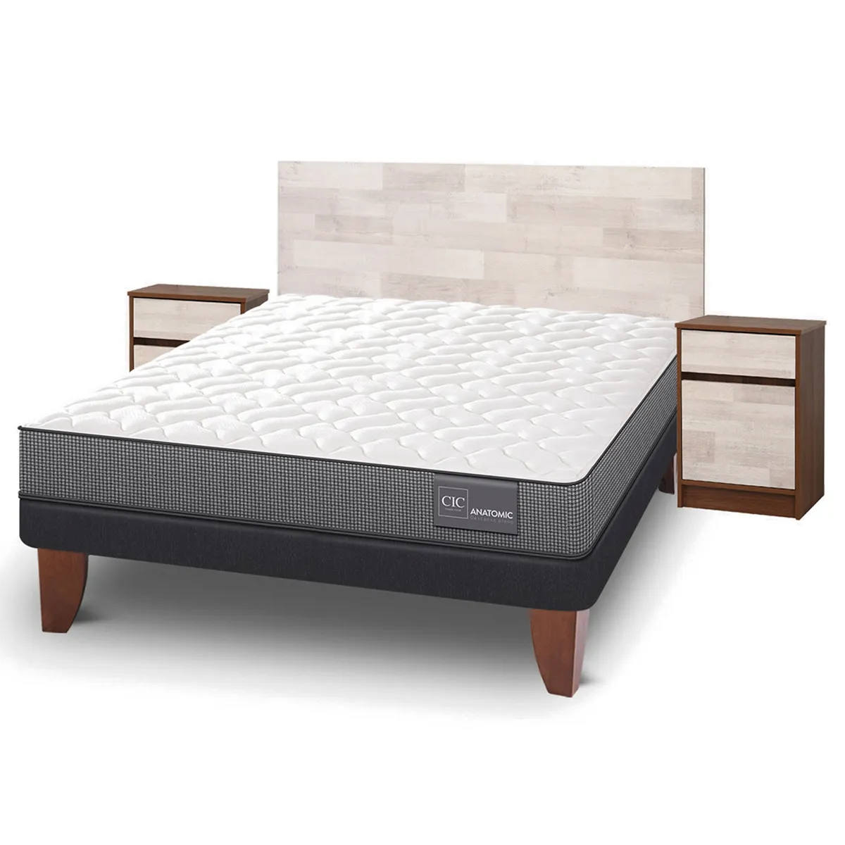 JUEGO DE DORMITORIO CIC CAMA EUROPEA ANATOMIC BN 2 PLAZAS + SET LEGNO - 2