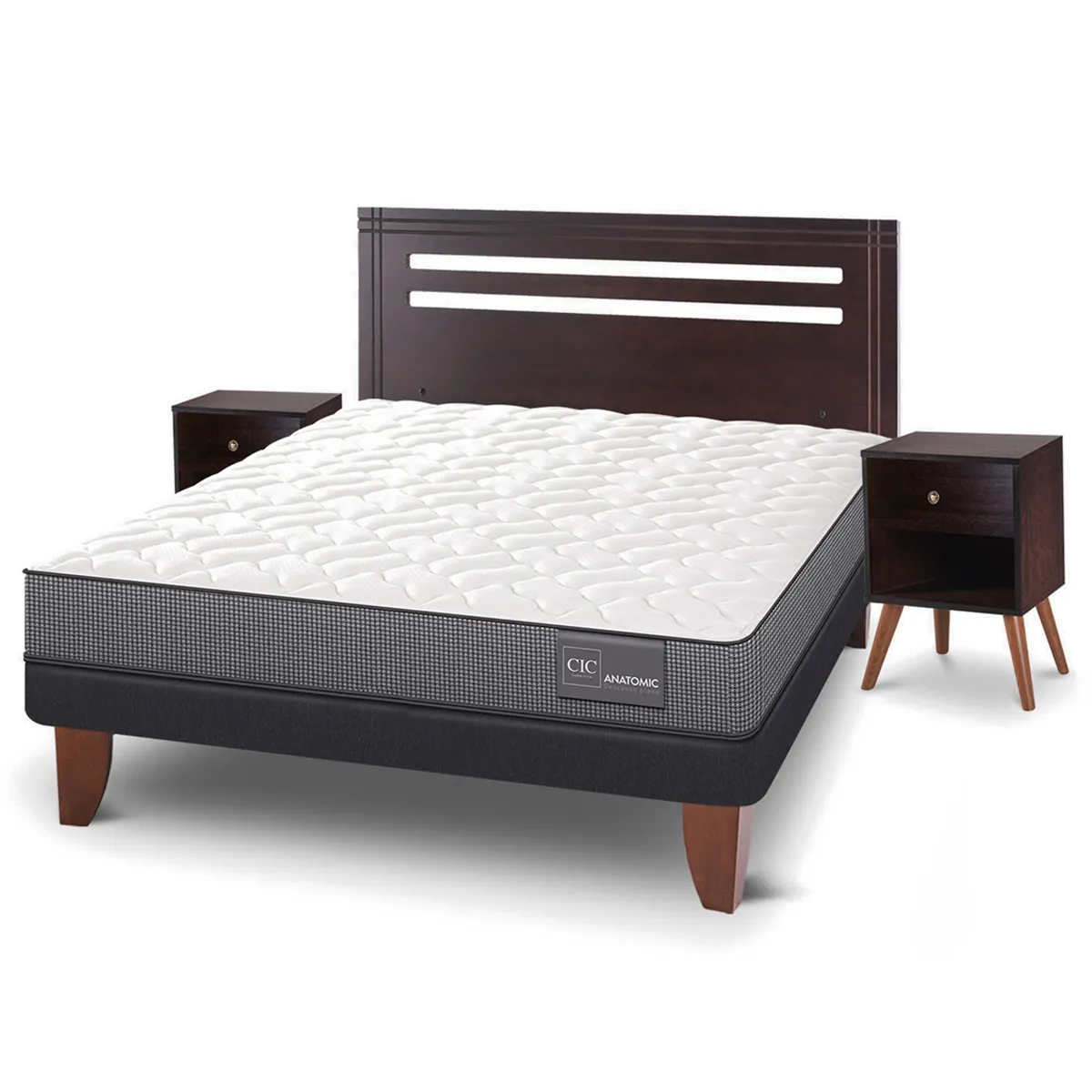 JUEGO DE DORMITORIO CIC CAMA EUROPEA ANATOMIC BN 2 PLAZAS + SET MUNICH - 2