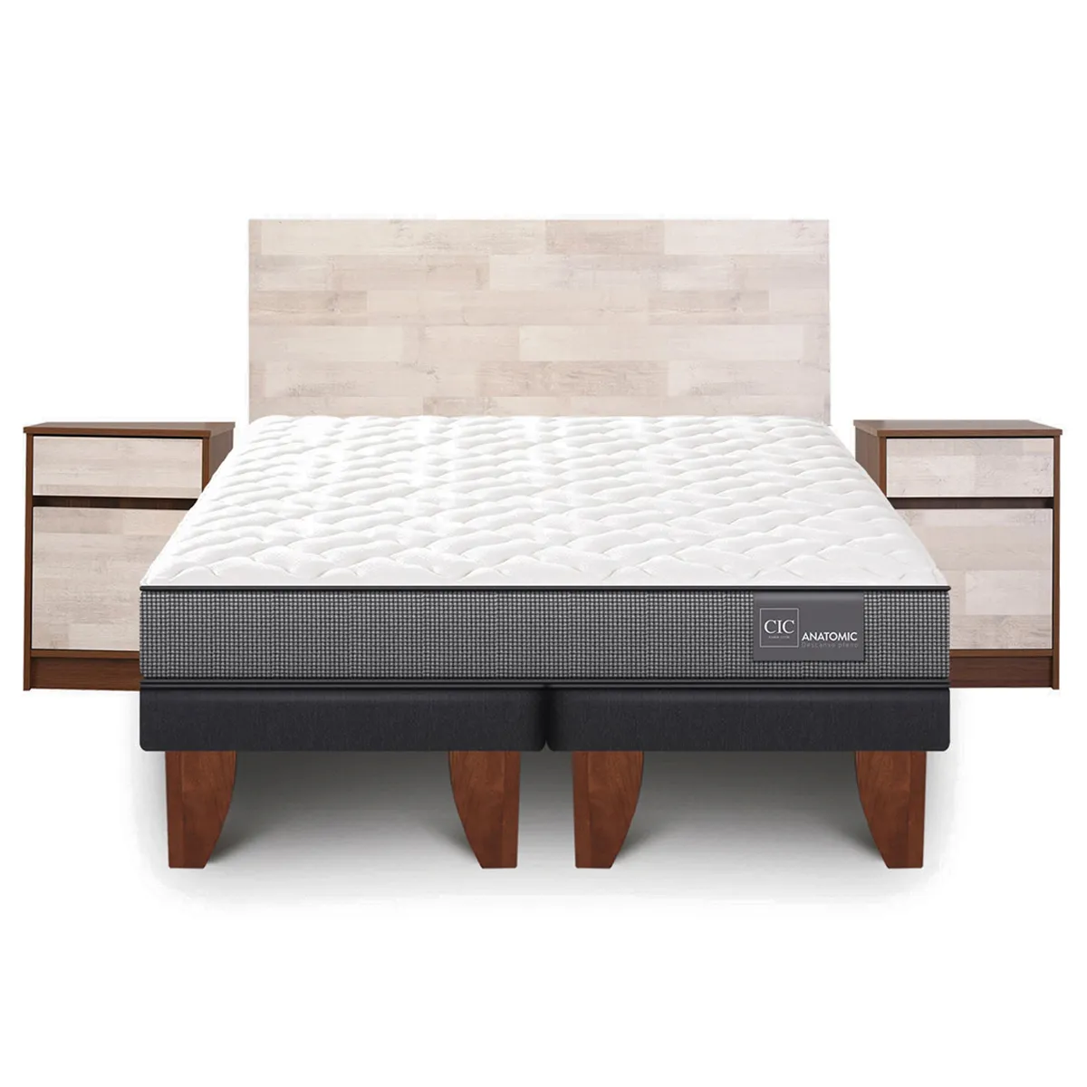 JUEGO DE DORMITORIO CIC CAMA EUROPEA ANATOMIC KING + SET LEGNO - 1