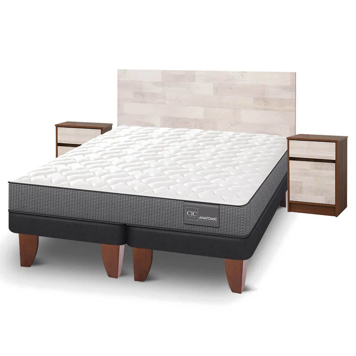 JUEGO DE DORMITORIO CIC CAMA EUROPEA ANATOMIC KING + SET LEGNO - 2
