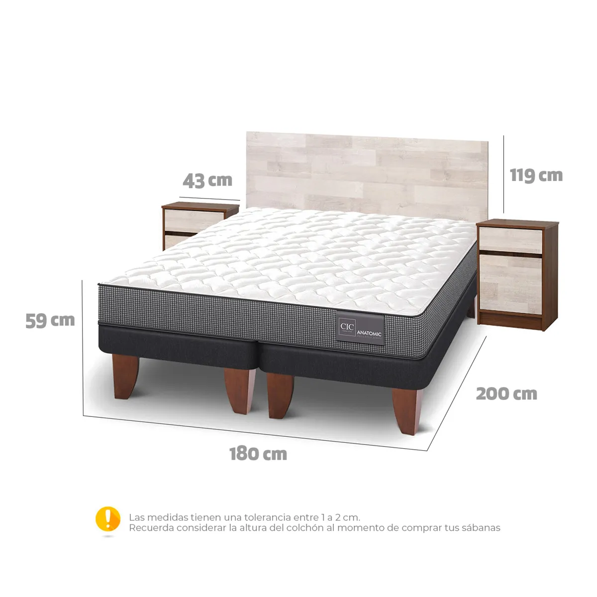 JUEGO DE DORMITORIO CIC CAMA EUROPEA ANATOMIC KING + SET LEGNO - 3