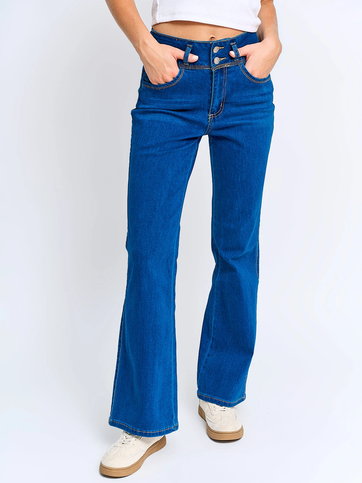 JEANS MUJER INDEX ALGODÓN FLARE PUSH UP TIRO ALTO - 3