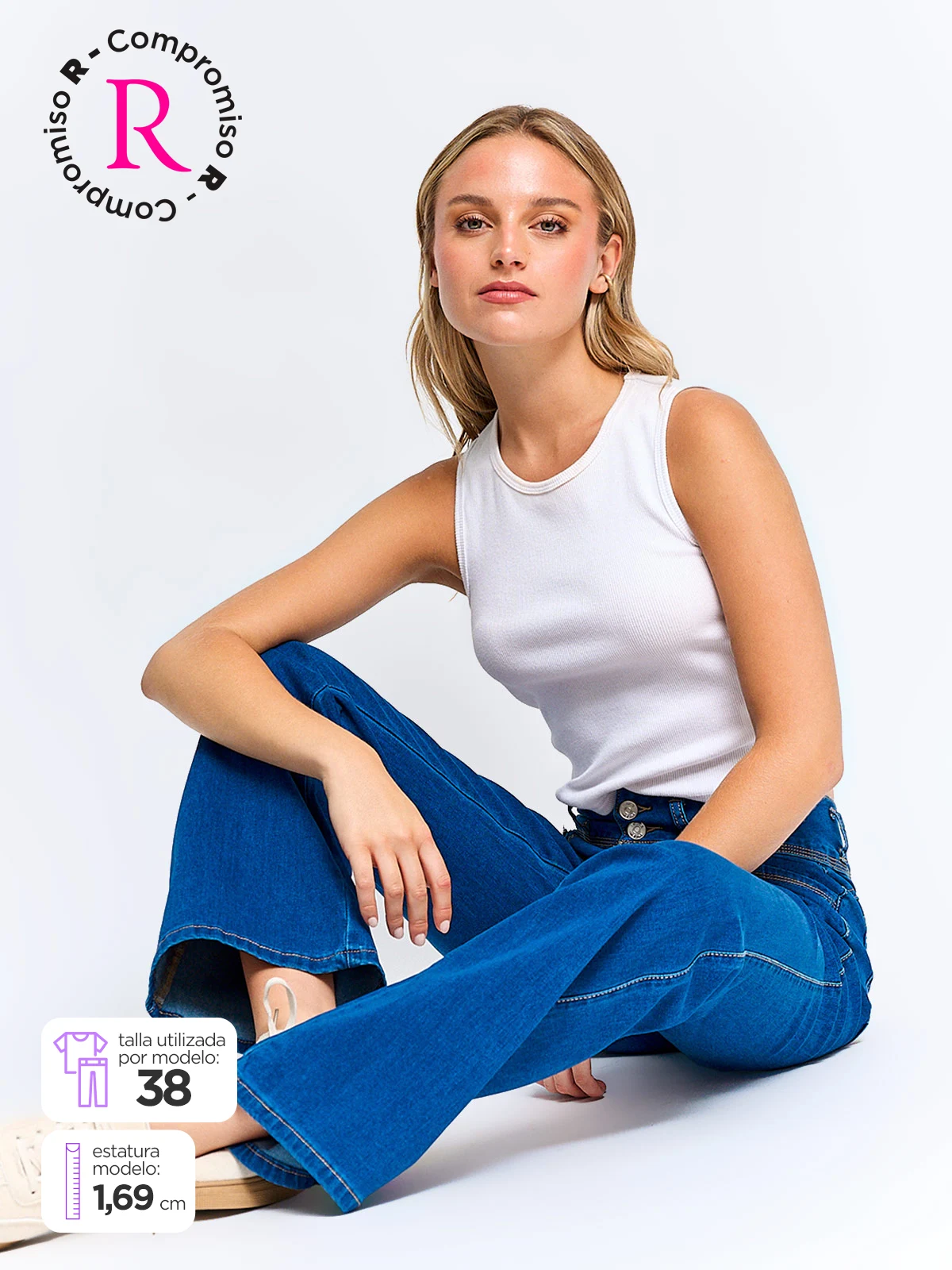 JEANS MUJER INDEX ALGODÓN FLARE PUSH UP TIRO ALTO - 1