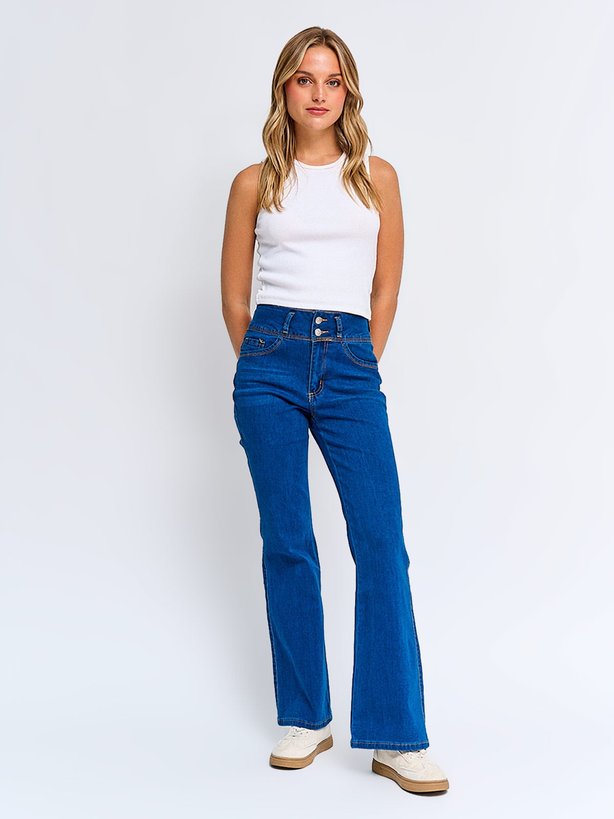 JEANS MUJER INDEX ALGODÓN FLARE PUSH UP TIRO ALTO - 2