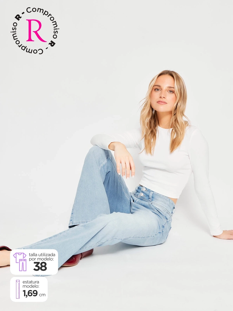 JEANS MUJER INDEX ALGODÓN FLARE PUSH UP TIRO ALTO - 1
