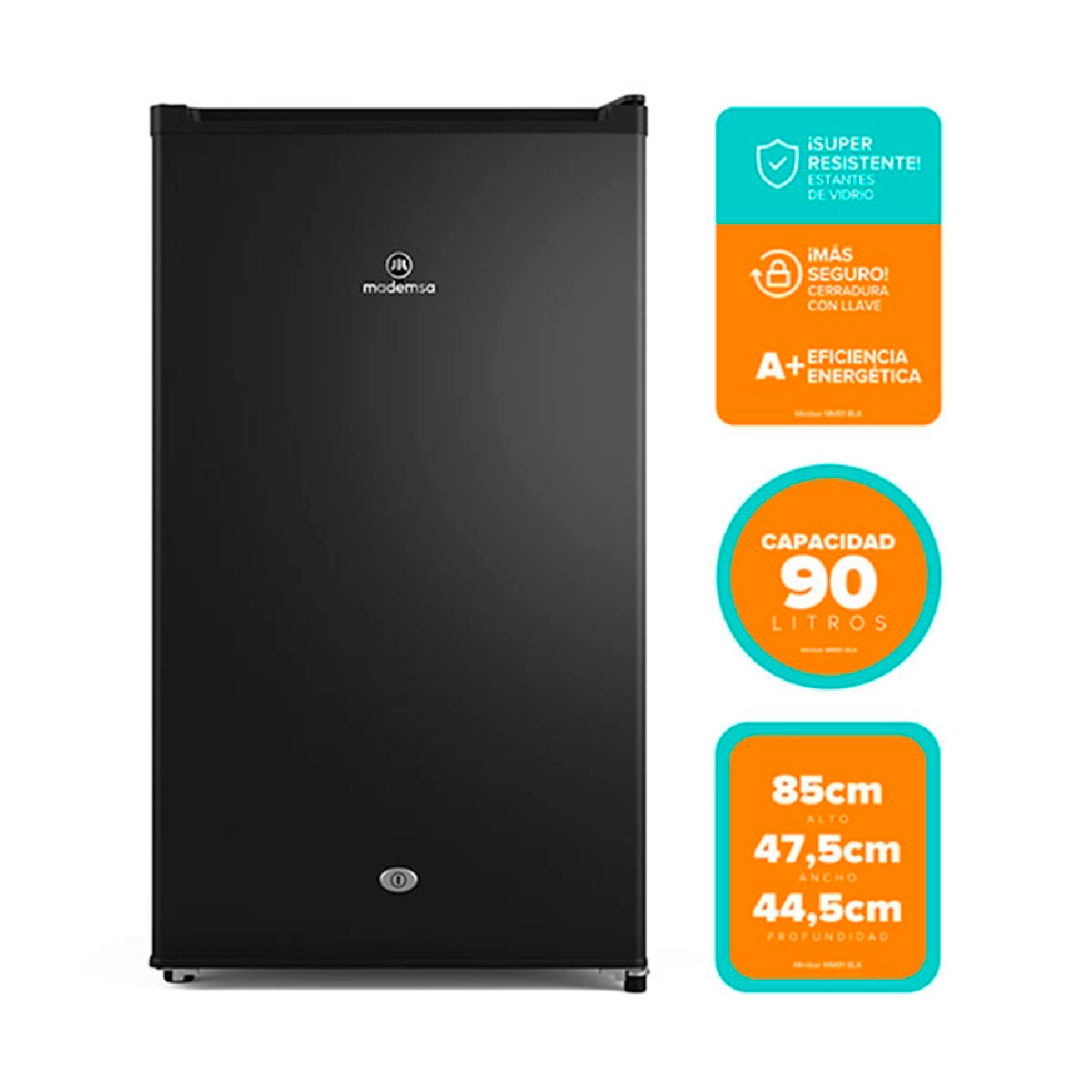FRIGOBAR MADEMSA MMB91 90L FRÍO DIRECTO NEGRO - 8