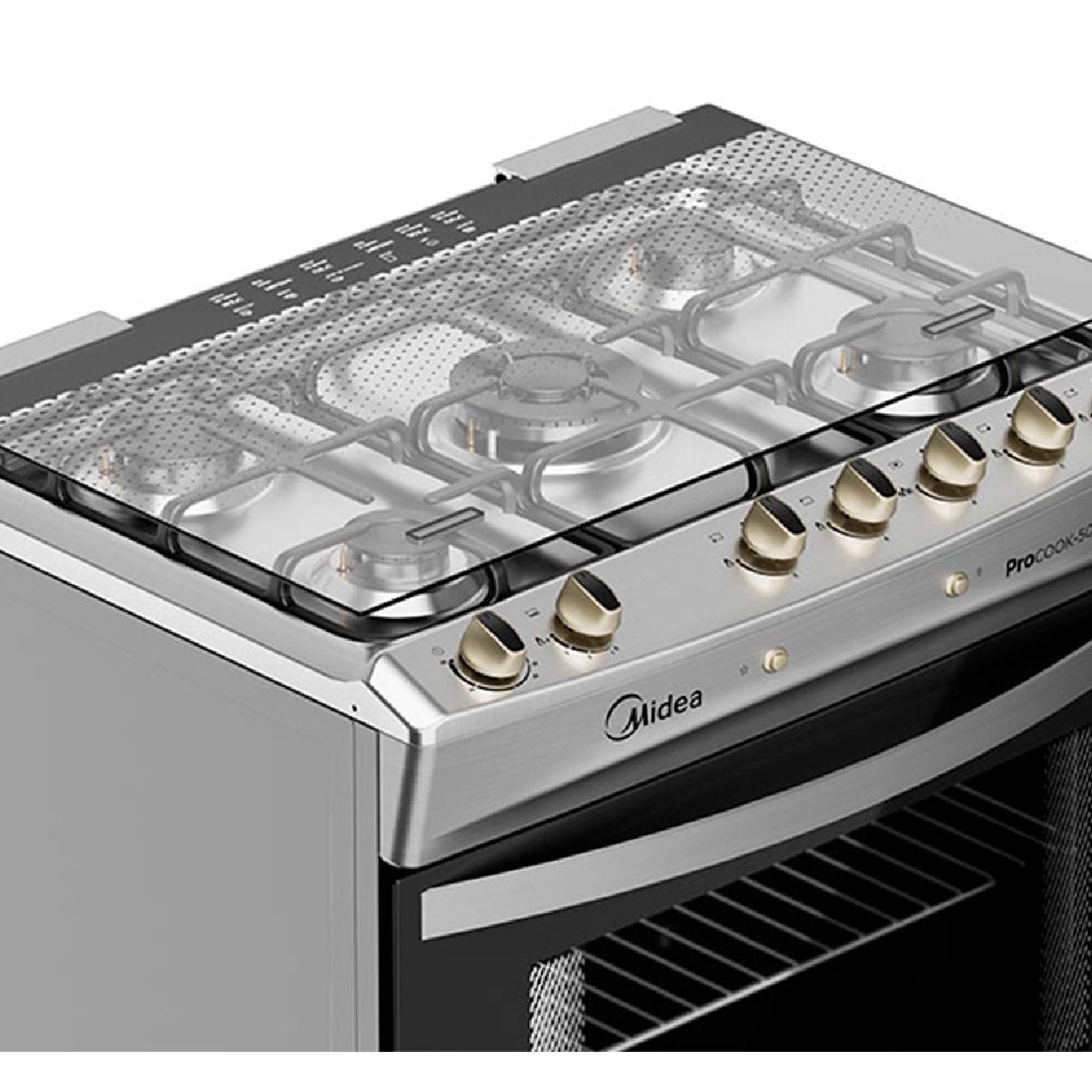 COCINA A GAS MIDEA MCG-5QPI30NS 5 PLATOS GRILL GRIS - 8