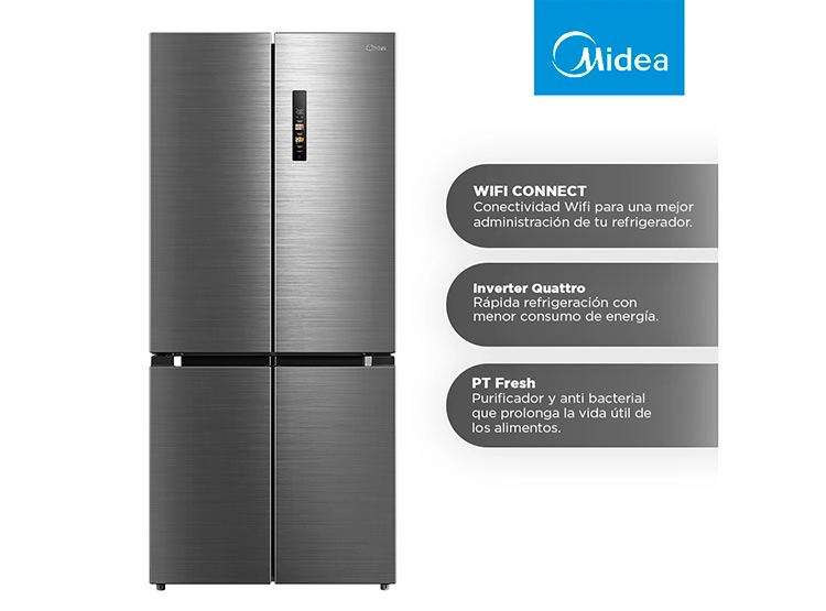 REFRIGERADOR FRENCH DOOR MIDEA MDRM691MTE46 474L NO FROST PLATA - 8