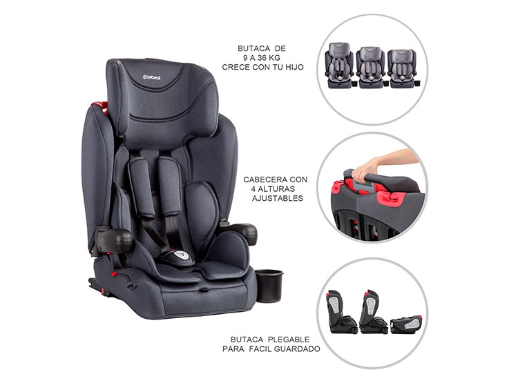 SILLA DE AUTO BUTACA INFANTIL SMARTFIX ISOFIX PLEGABLE NEGRO - 10