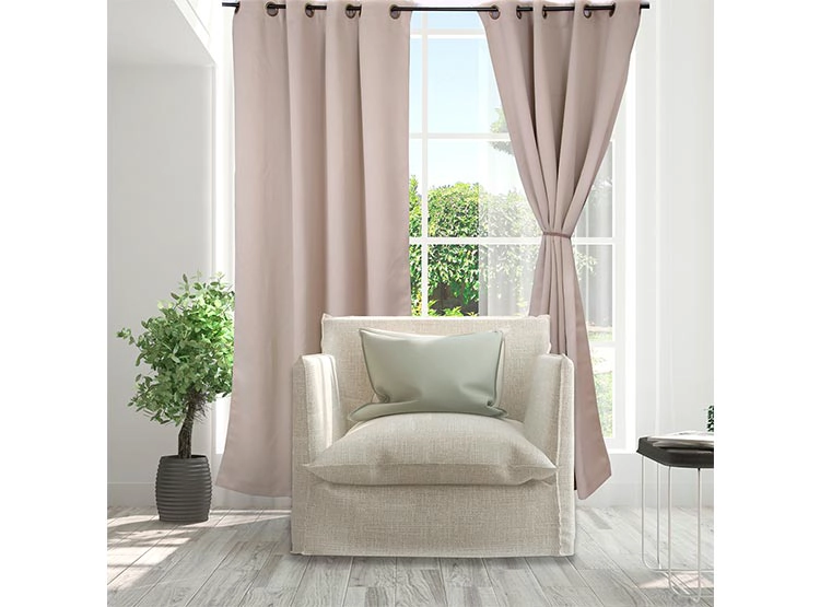 SET CORTINAS DORAL VICTORIA BLACKOUT BEIGE - 1