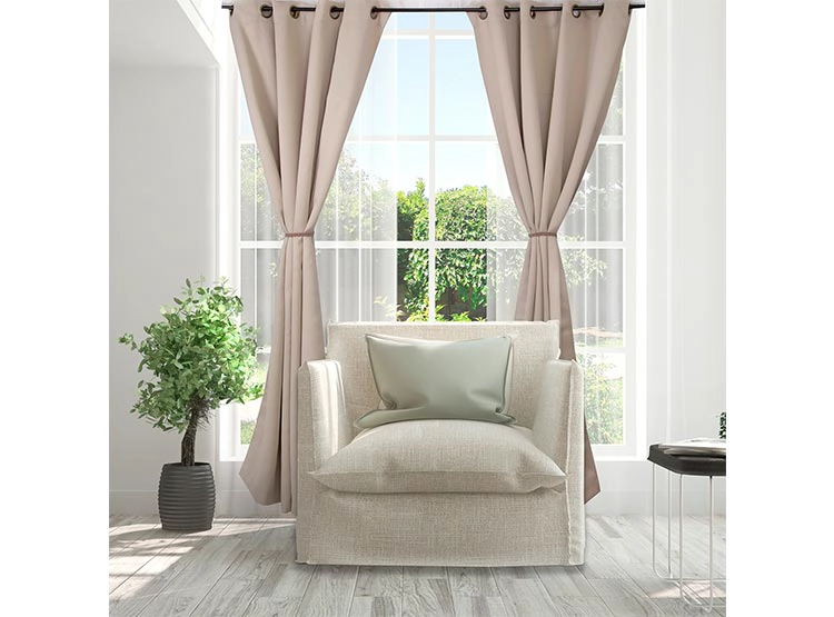 SET CORTINAS DORAL VICTORIA BLACKOUT BEIGE - 2