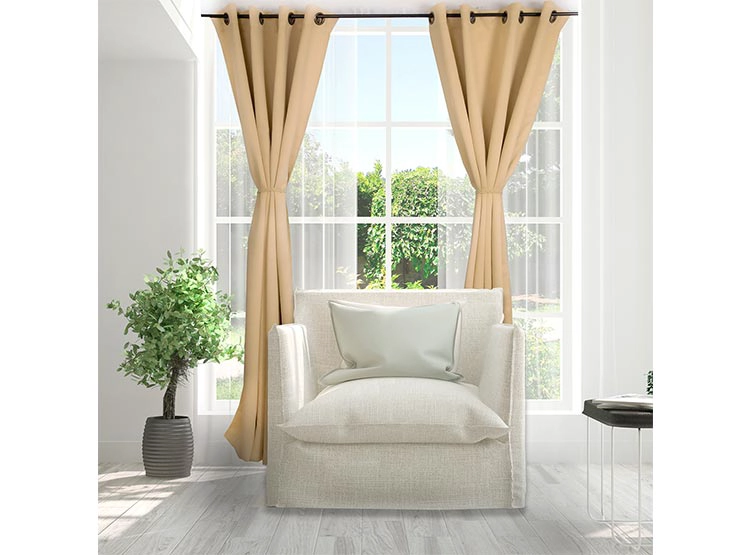 SET CORTINAS DORAL VICTORIA BLACKOUT MOSTAZA - 1