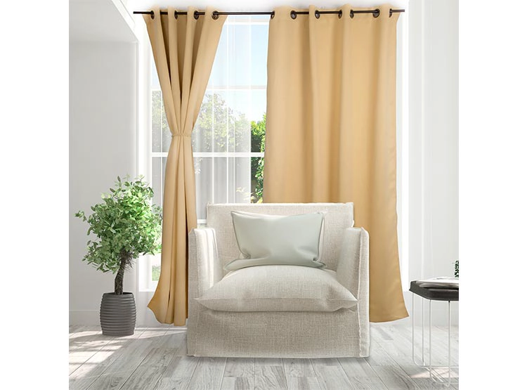 SET CORTINAS DORAL VICTORIA BLACKOUT MOSTAZA - 2