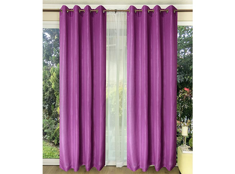 SET CORTINAS DORAL TABATHA RUSTICO ARGOLLA FUCSIA - 1
