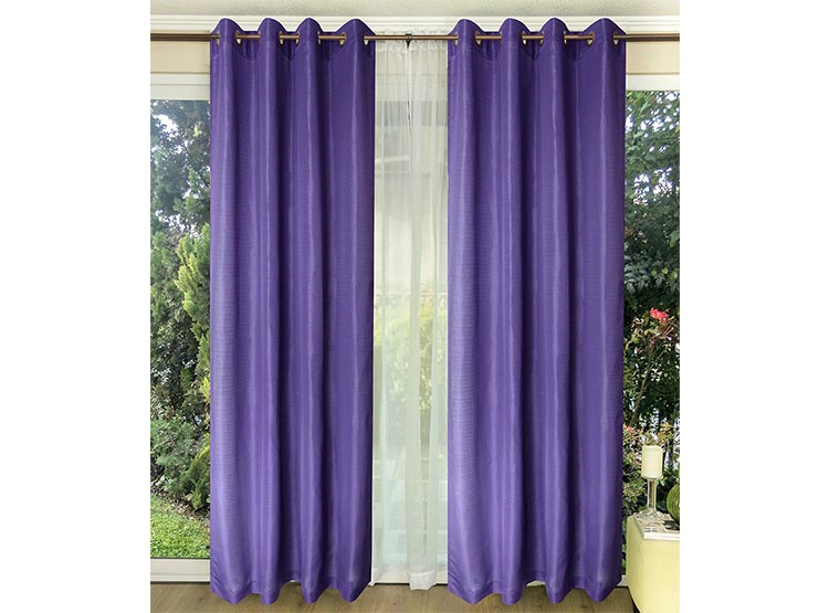 SET CORTINAS DORAL TABATHA RUSTICO ARGOLLA MORADO - 1
