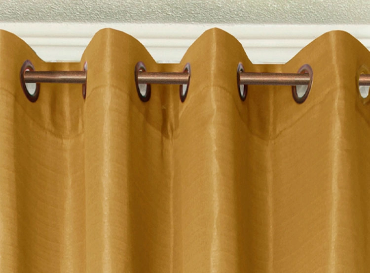 SET CORTINAS DORAL TABATHA RUSTICO ARGOLLA MOSTAZA - 2