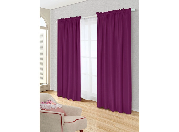 SET CORTINAS DORAL TABATHA RUSTICO PASADOR LILA - 1