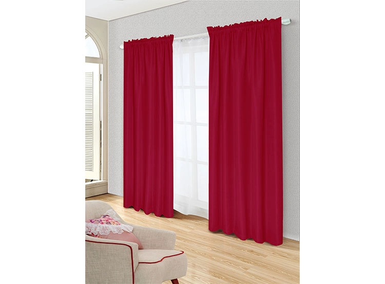 SET CORTINAS DORAL TABATHA RUSTICO PASADOR ROJO - 1