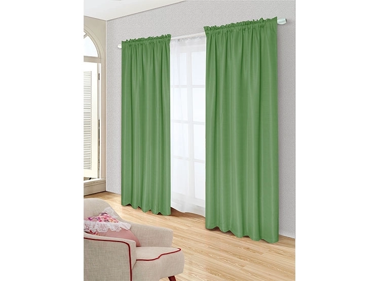 SET CORTINAS DORAL TABATHA RUSTICO PASADOR VERDE - 1
