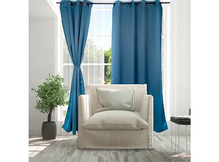SET CORTINAS DORAL VICTORIA BLACKOUT AZUL - 1