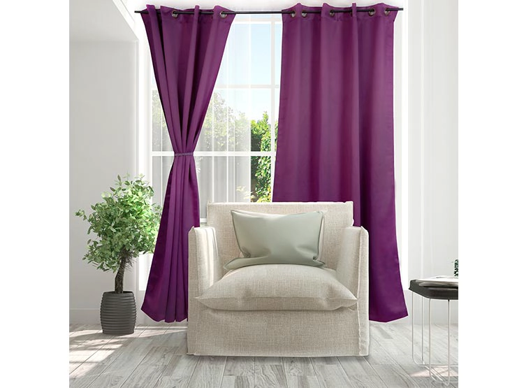 SET CORTINAS DORAL VICTORIA BLACKOUT LILA - 1