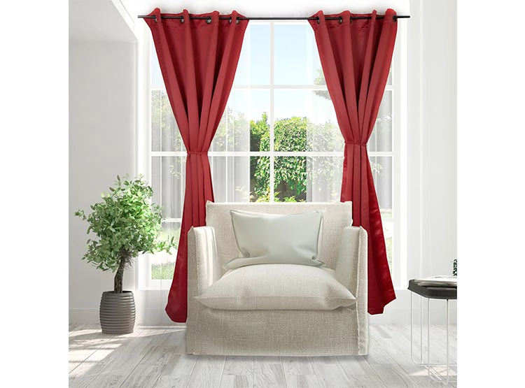 SET CORTINAS DORAL VICTORIA BLACKOUT ROJO - 2