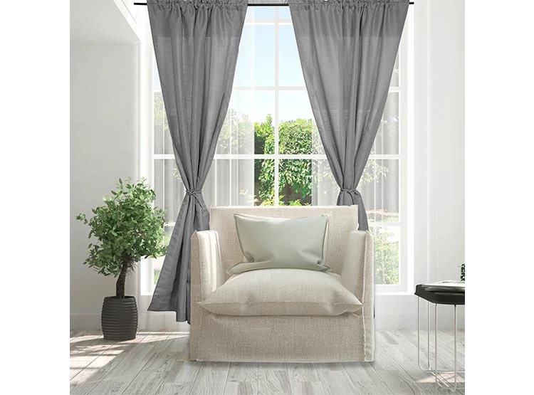 SET CORTINAS DORAL TABATHA RUSTICO ARGOLLA GRIS - 2