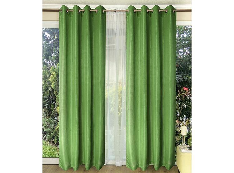SET CORTINAS DORAL TABATHA RUSTICO ARGOLLA VERDE - 1
