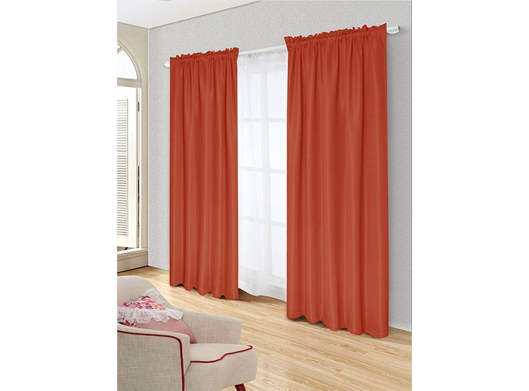 SET CORTINAS DORAL TABATHA RUSTICO PASADOR TERRACOTA - 1