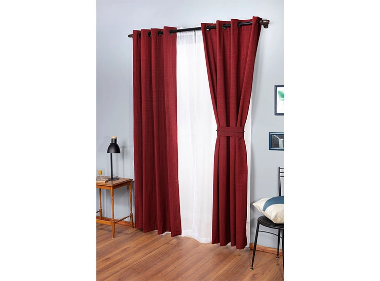 SET CORTINAS DORAL CAMILA ARGOLLA ROJO - 1