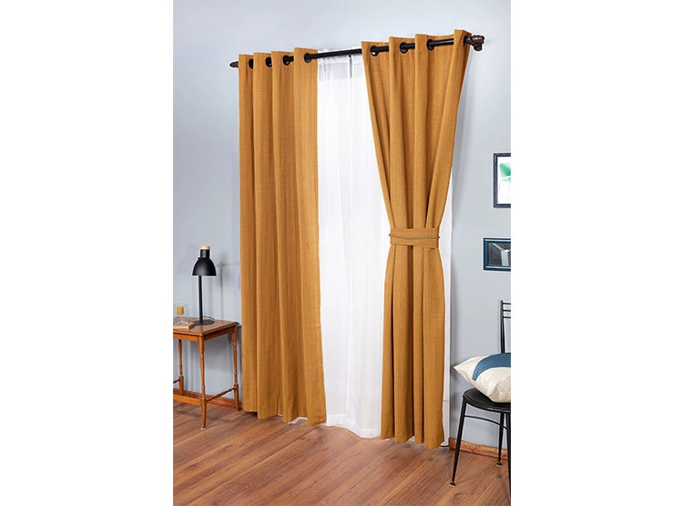 SET CORTINAS DORAL CAMILA ARGOLLA MOSTAZA