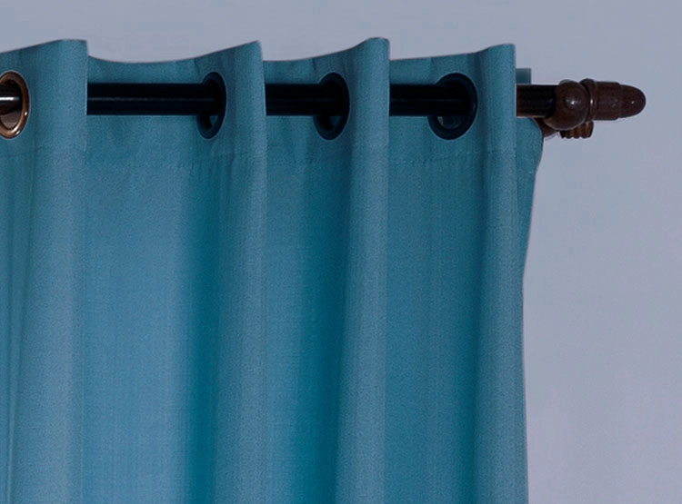 SET CORTINAS DORAL RUSTICO ARGOLLA AZUL - 2