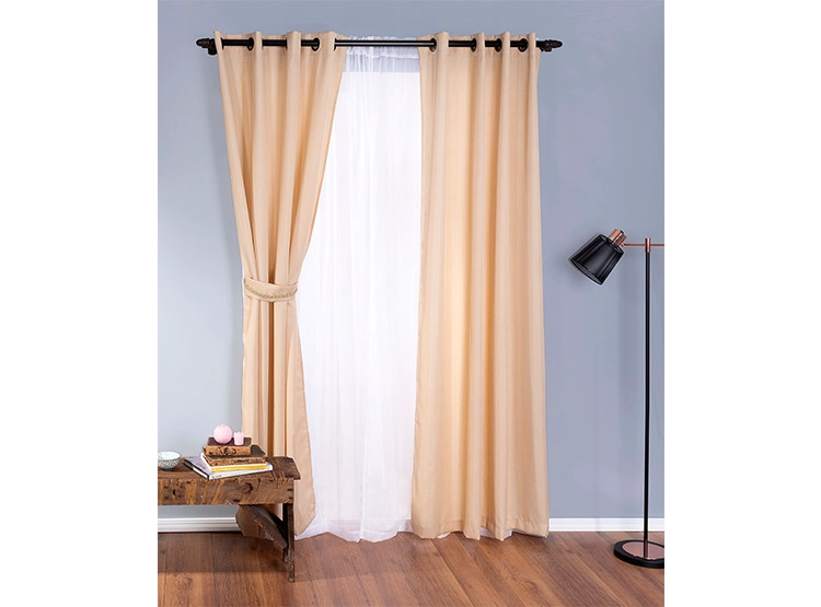 SET CORTINAS DORAL RUSTICO ARGOLLA MAIZ - 1