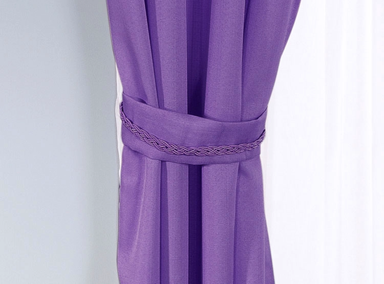 SET CORTINAS DORAL RUSTICO ARGOLLA MORADO - 2