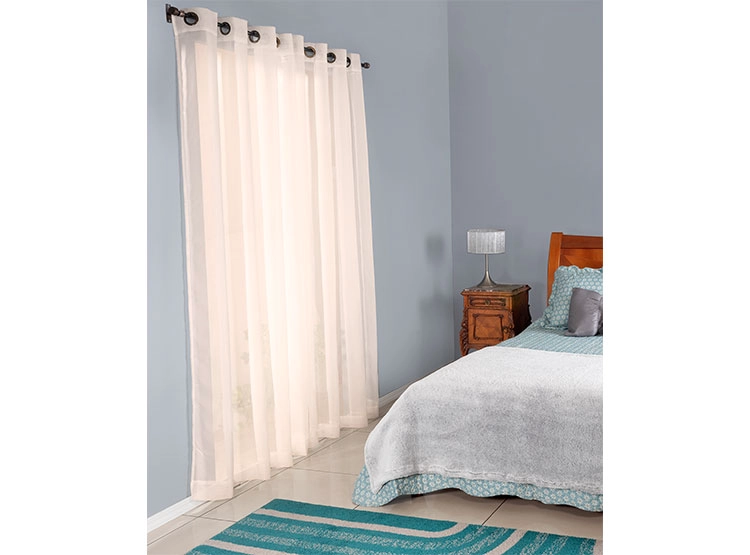 SET CORTINAS VELO DORAL LISO ARGOLLA CRUDO - 1
