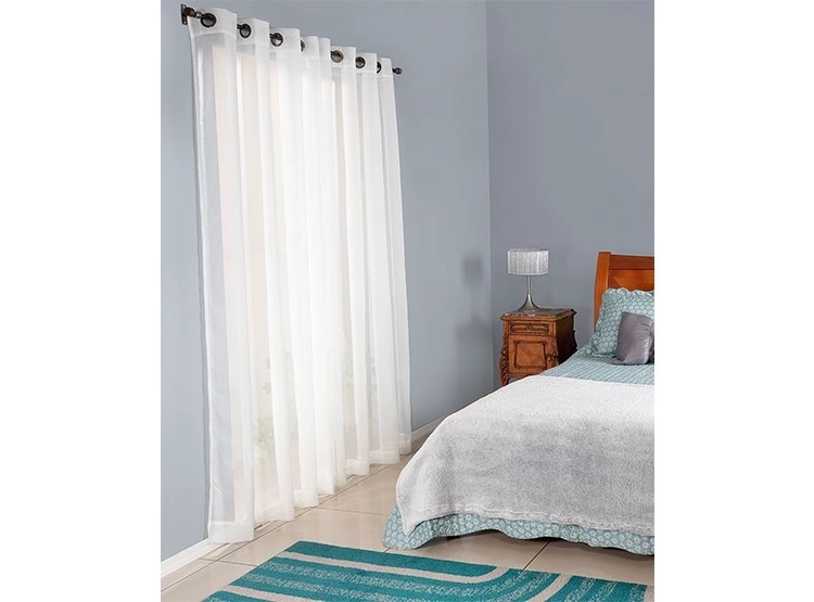 SET CORTINAS VELO DORAL LISO ARGOLLA BLANCO - 1